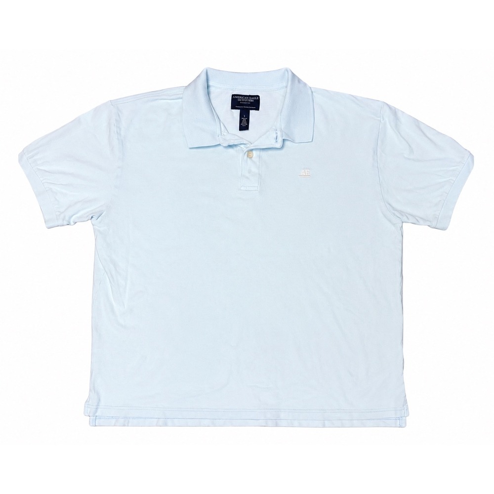 American Eagle Outfitters Men's Large Light Blue Polo Shirt 100% Cotton AE Logo
